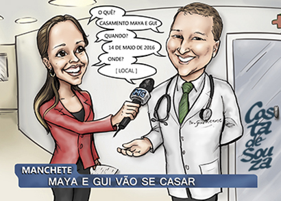 convite casamento jornalista caricatura