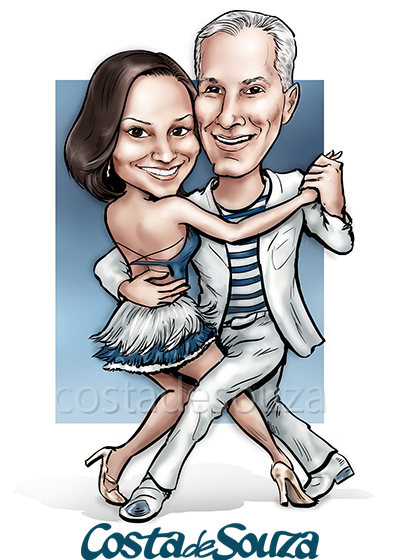 caricatura casal samba dança