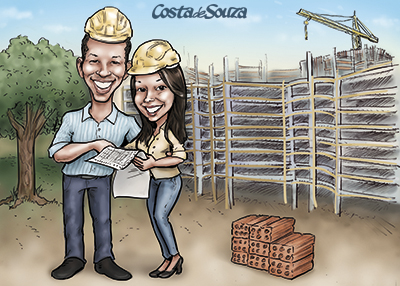 caricatura namorados presente engenharia civil
