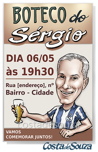 convite festa boteco caricatura