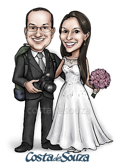 caricatura casamento noivos fotografia