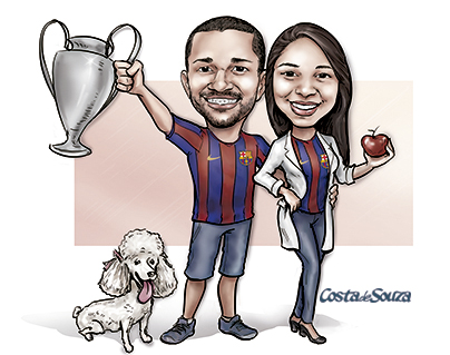 caricatura namorados quadro cachorro