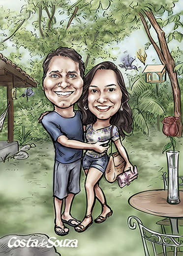 caricatura-casal-campo-quadro