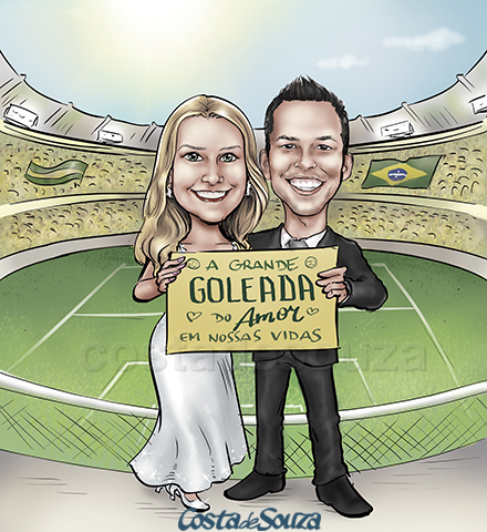 caricatura-casamento-noivos-futebol