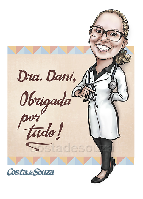 caricatura-presente-medica-encomenda