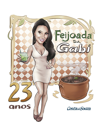 caricatura aniversário feijoada 30 anos