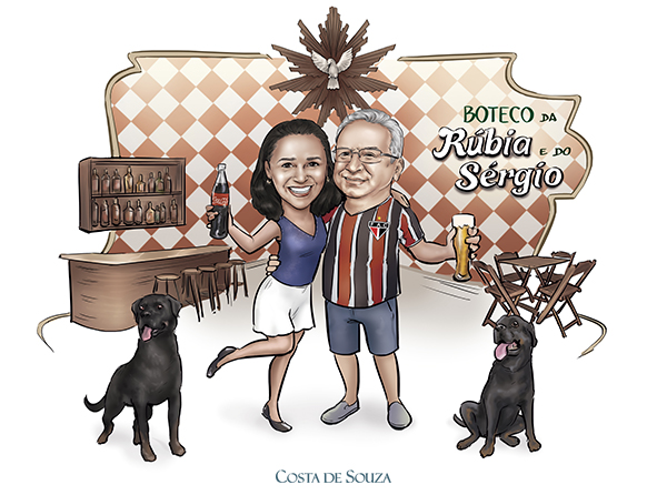 caricatura aniversário boteco cachorro